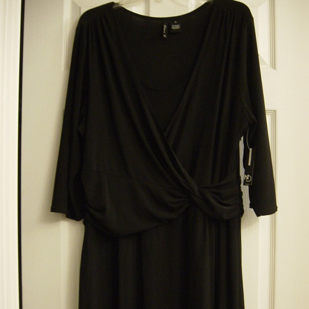 New Direction Black Dress Size 2X Stretch Blouson - Picture 1 of 8